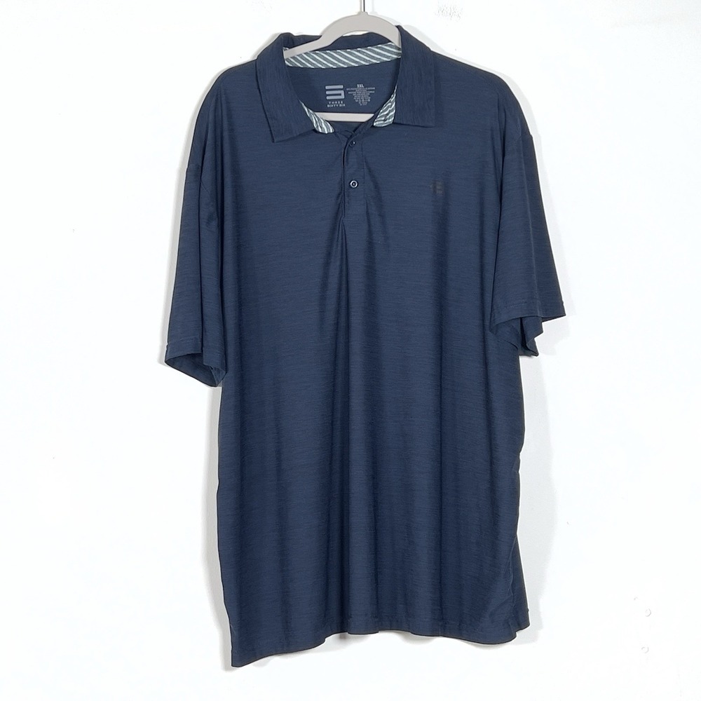 Three Sixty Six Golf Performance Polo Shirt Mens Sz 3XL Navy Blue Short Sleeve‎
